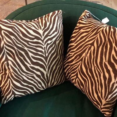 Pair of Zebra Print Linen Pillows 