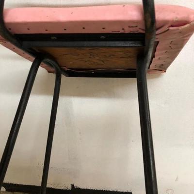 Iron Stool Pink Seat 1960's 