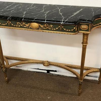 Marble Entry Table Gold/Green 