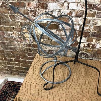 Metal Candle latern w/stand and Astrolabe Armillary 