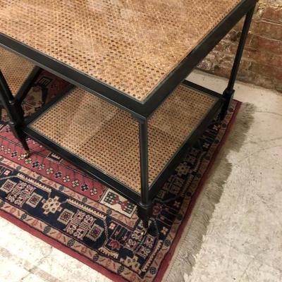 Hollywood Regency Style Lamp Tables, Rattan, Glass
