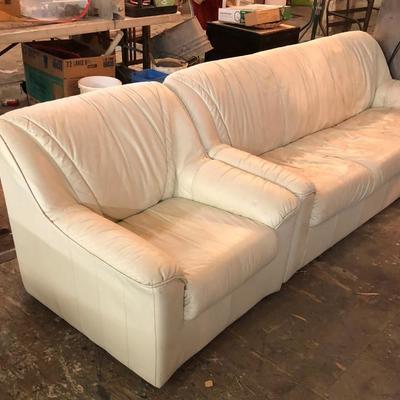 Cream Leather Sofa 