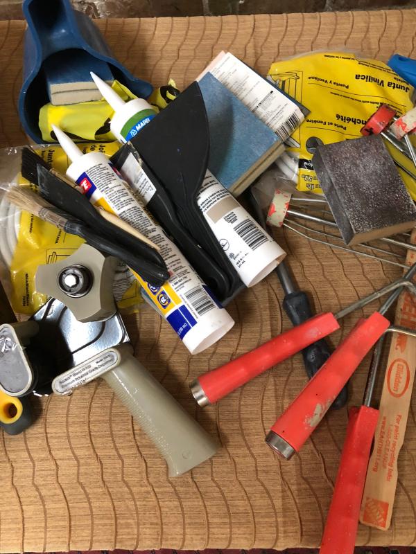 Lot/ Painting Tools, Tape Caulk, Rollers Putty Knife..