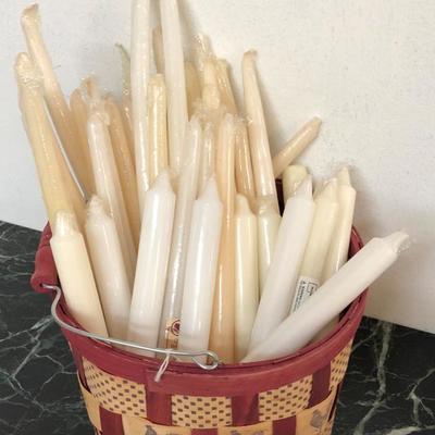 Basket of Tapered Candles NEW 