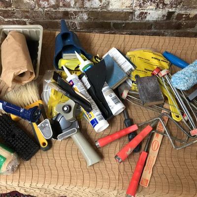 Lot/ Painting Tools, Tape Caulk, Rollers Putty Knife..