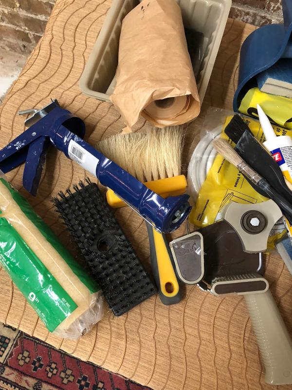 Lot/ Painting Tools, Tape Caulk, Rollers Putty Knife..