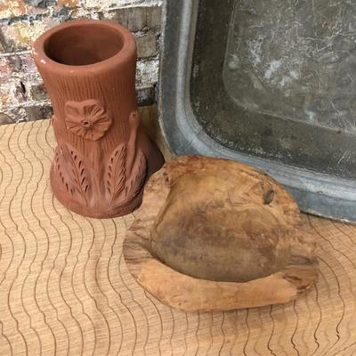 Yard Art Washtub Clay Planter Wood Bowl