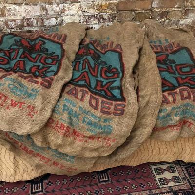 Lot Vintage Gunny Sacks Potato Bags 