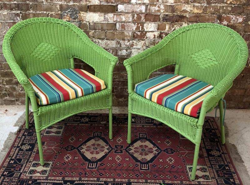 Lime Green Patio Chairs, Striped Cushions