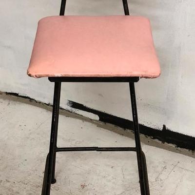 Iron Stool Pink Seat 1960's 