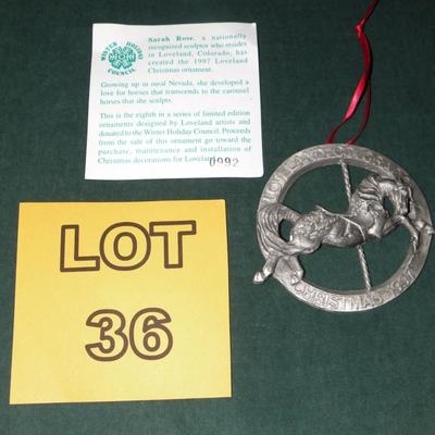 LOT 36 - Collectible Pewter Christmas Ornament by Sarah Rose