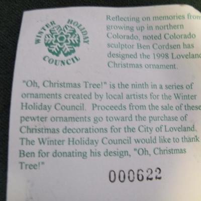 LOT 39 - Collectible Pewter Christmas Ornament by Ben Cordsen