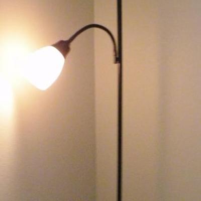 LOT 15 - DESK CHAIR & 2 LIGHT FLOOR LAMP