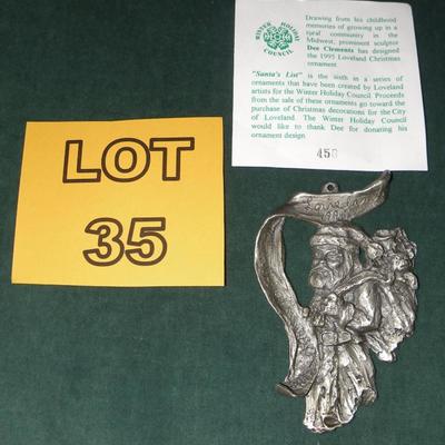 LOT 35 - Collectible Pewter Christmas Ornament by Dee Clements