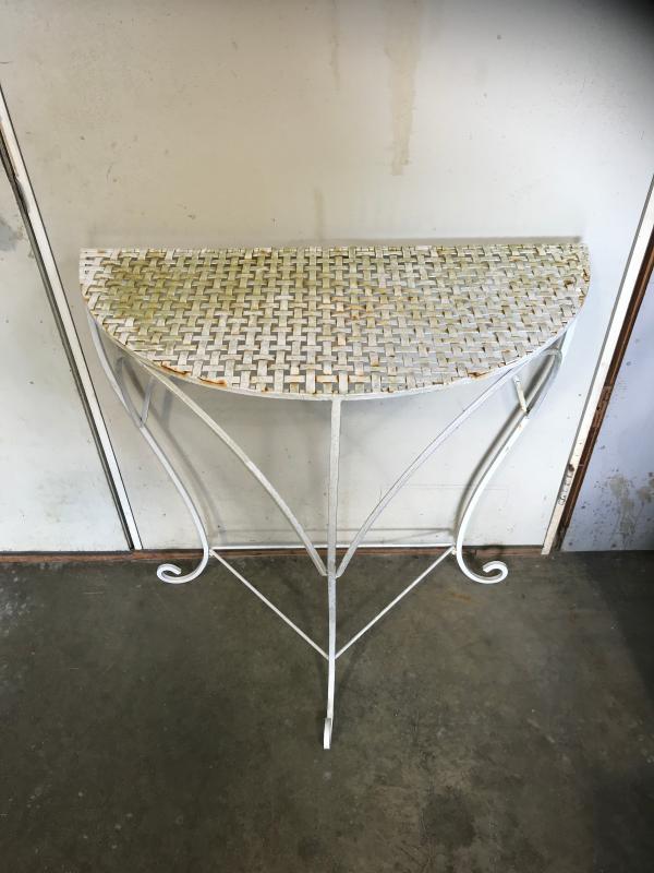 White Metal Half Round Table