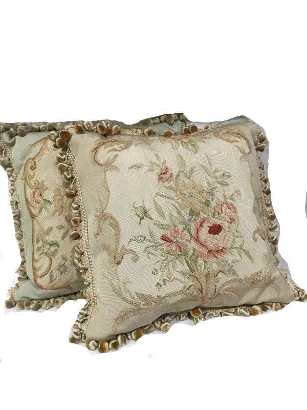 Pair Of French Aubusson Pillows Estatesales Org