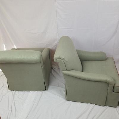 Custom Made Green Linen Club Chairs for Kathe & Co Interiors by LEE Industries 