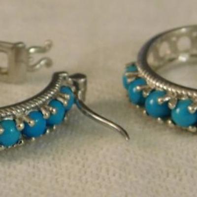 Arizona Sleeping Beauty Turquoise Sterling Silver Artisan Crafted Hoop Earrings