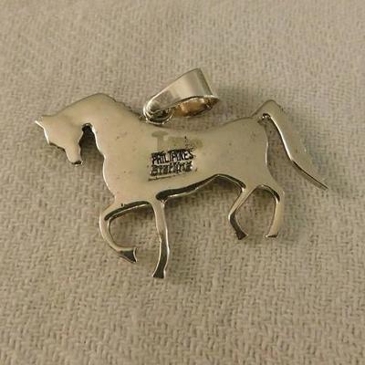Southwestern Style Horse Pendent Multi Stone Inlay Set in Sterling
