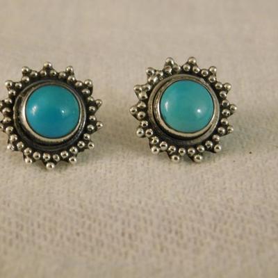 Arizona Sleeping Beauty Turquoise Stud Earrings Sterling Silver