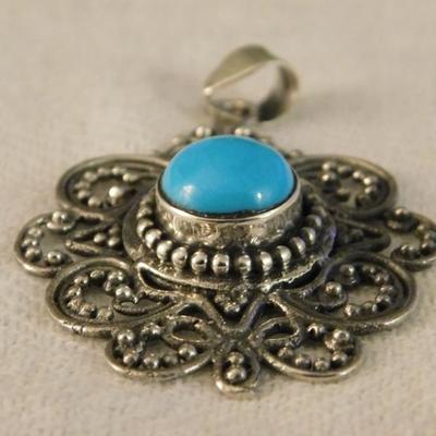 Arizona Sleeping Beauty Turquoise Sterling Silver Artisan Crafted Pendant