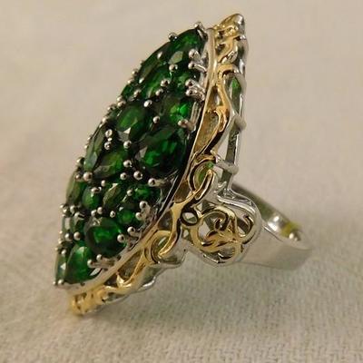 Rare Russian Chrome Diopside Ring, Pendant, and Earring Set.  Stunning!