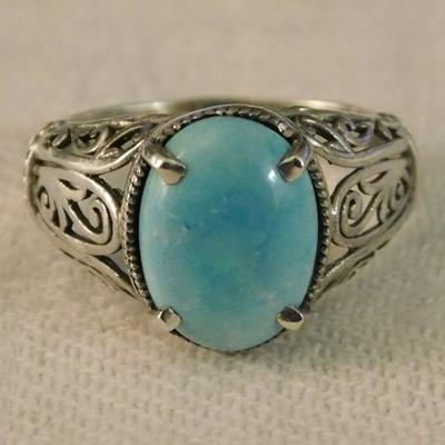 Arizona Sleeping Beauty Turquoise Artisan Crafted Sterling Size 10.25 Ring