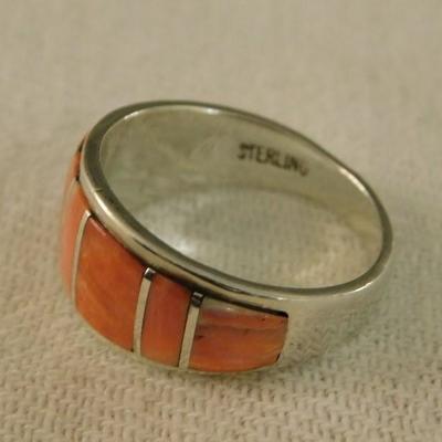 Southwestern Style Red Spiny Oyster Ring Size 11