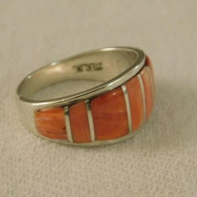 Southwestern Style Red Spiny Oyster Ring Size 11