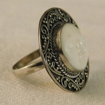 Artisan Crafted Sleeping Moon Goddess Sterling Silver Size 8.75 Ring