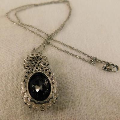 Thai Black Spinel Pendant with Chain and Matching Earrings