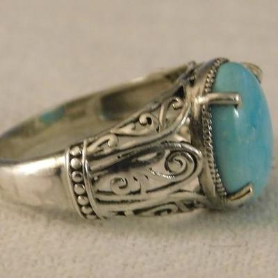 Arizona Sleeping Beauty Turquoise Artisan Crafted Sterling Size 10.25 Ring