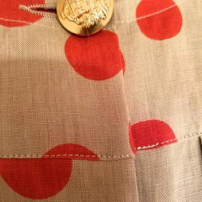 Vtg Missoni Linen polka dot shirt dress gold crest buttons