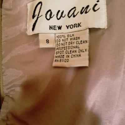 Vtg silk violet Jovani strapless beaded gown with cover scarf 