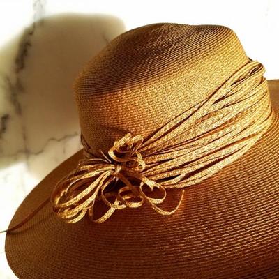 Vtg 1950's Mlle Arlette New York rare tilted spectator wide brim straw hat