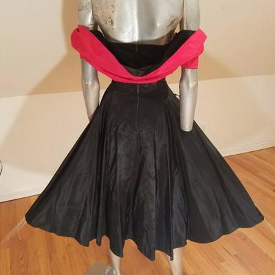 Vtg 1940's strapless Taffeta party dress w/shrug full sweep