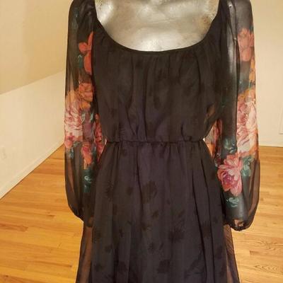 Vtg Victor Costa 1970's floral chiffon maxi gown semi empire