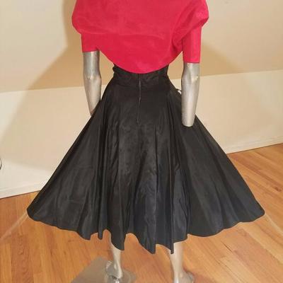 Vtg 1940's strapless Taffeta party dress w/shrug full sweep