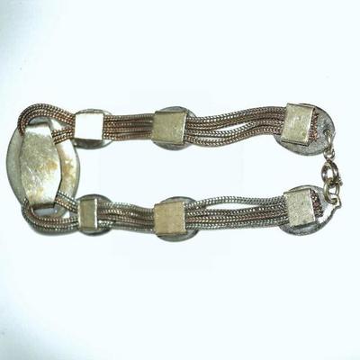 Vtg 1940's old silver scarab bracelet  Beetle filigree embossed from Egypt