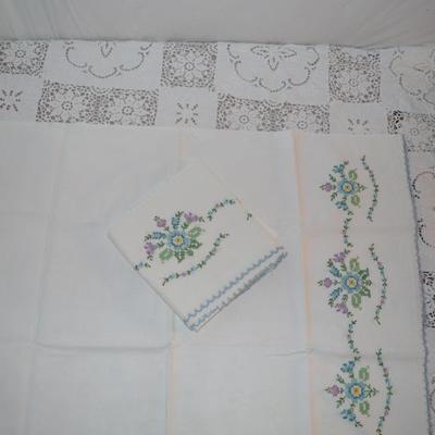 Pair of cross stitch pillow cases