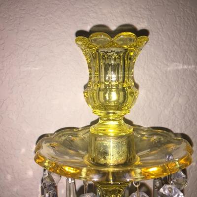 Hiesley Canary Yellow Sarah Old Williamsburg 3 Light Candelabra 