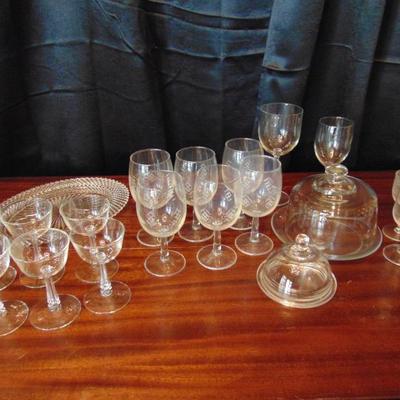Assorted Glass Etched wine glasses