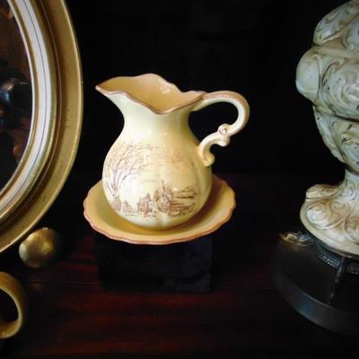  Wooden Mirror with Stand, Retro Lamp,Small Bowl & Pitcher and More....