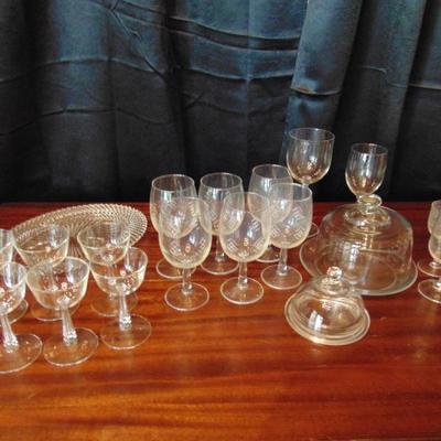 Assorted Glass Etched wine glasses