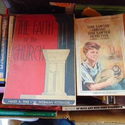 Assorted Book Lot The Faith of the Church,Tom Sayer Abroad Tom Sawyer Detective