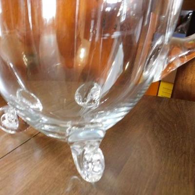 Large Art Glass Pitcher or Fancy Flower Vase