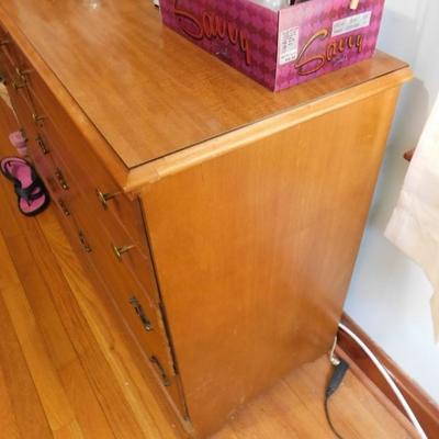Six Drawer Maple Dresser with Mirror