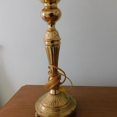 Set of Two Brass Lamps with Shades