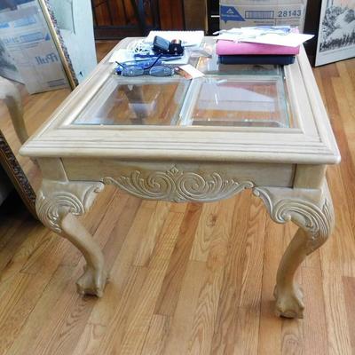 Chippendale Style 4 Panel Glass Top Coffee Table 28