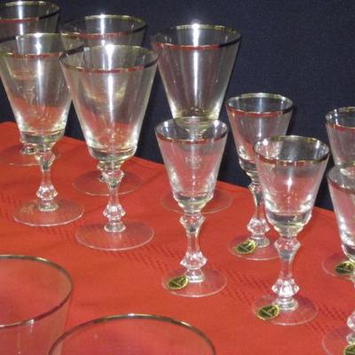 Clear/Silver Glasses, Heids Crystal, Western, Germany 27 pcs